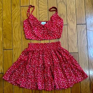 Polly 2 Piece Set Floral Print Top and Skirt Size 0